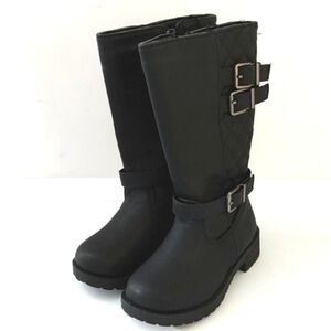 MUDD BLACK MOTO BOOTS CALF-HIGH COMBAT BOOTS LITTLE GIRLS SIZE 6 NWT